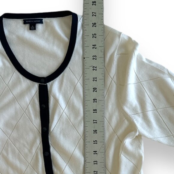 TOMMY HILFIGER White Cardigan Wm Sz XL Long Sleeve - Picture 6 of 8